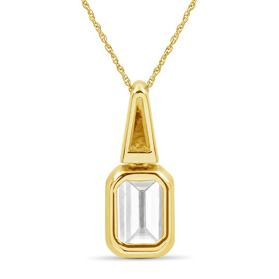 Emerald-Cut White Lab-Created Sapphire Star Necklace in Sterling Silver with 14K Gold Plate - 18"