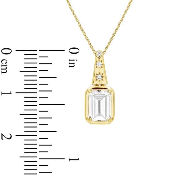 Emerald-Cut White Lab-Created Sapphire Star Necklace in Sterling Silver with 14K Gold Plate - 18"