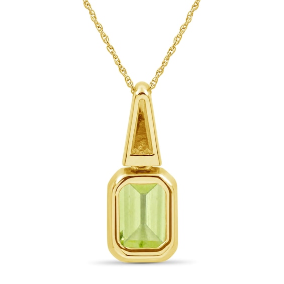 Emerald-Cut Peridot and Lab-Created Sapphire Star Necklace in Sterling Silver with 14K Gold Plate - 18"