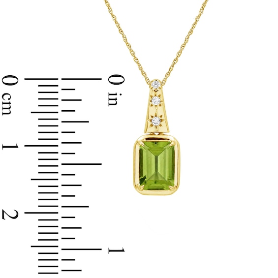 Emerald-Cut Peridot and Lab-Created Sapphire Star Necklace in Sterling Silver with 14K Gold Plate - 18"