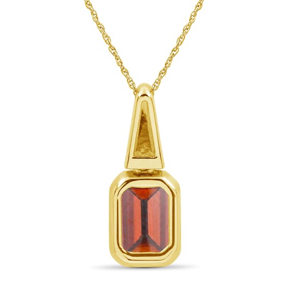 Emerald-Cut Garnet and Lab-Created Sapphire Star Necklace in Sterling Silver with 14K Gold Plate - 18"