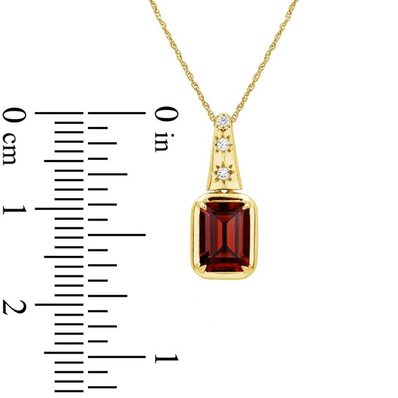 Emerald-Cut Garnet and Lab-Created Sapphire Star Necklace in Sterling Silver with 14K Gold Plate - 18"
