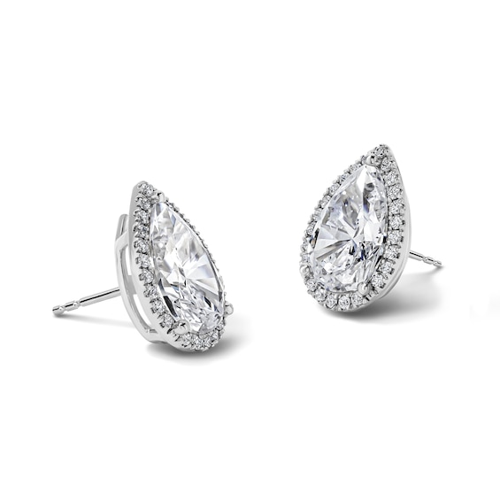 4-1/3 CT. T.W. Certified Pear-Shaped Lab-Grown Diamond Frame Earrings in 10K White Gold (F/VS2)