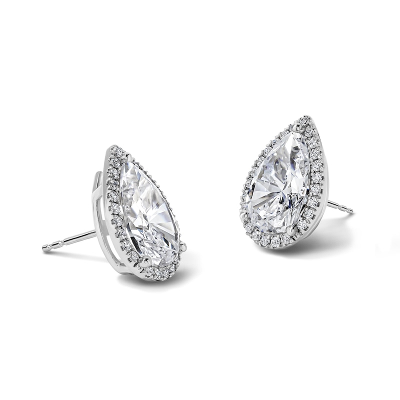 Main Image 1 of 4-1/3 CT. T.W. Certified Pear-Shaped Lab-Grown Diamond Frame Earrings in 10K White Gold (F/VS2)