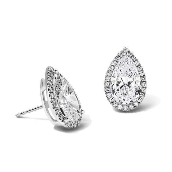 4-1/3 CT. T.w. Certified Pear-Shaped Lab-Grown Diamond Frame Earrings in 10K White Gold (F/Vs2)