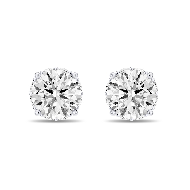 Main Image 1 of Enchanted Disney Cinderella 2 CT. T.W. Lab-Grown Diamond Solitaire Earrings in Sterling Silver (F/VS2)