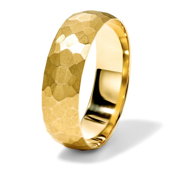 6.0mm Engravable Hammered Wedding Band in 10K Gold