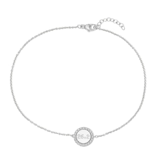 1/5 CT. T.W. Lab-Grown Diamond "26.2" Marathon Anklet in Sterling Silver - 10"