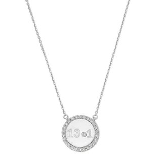 1/5 CT. T.W. Lab-Grown Diamond "13.1" Half-Marathon Necklace in 10K White Gold - 17"