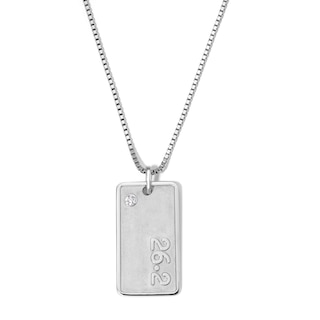 1/5 CT. T.W. Lab-Grown Diamond "26.2" Marathon Tag Pendant in Sterling Silver - 22"