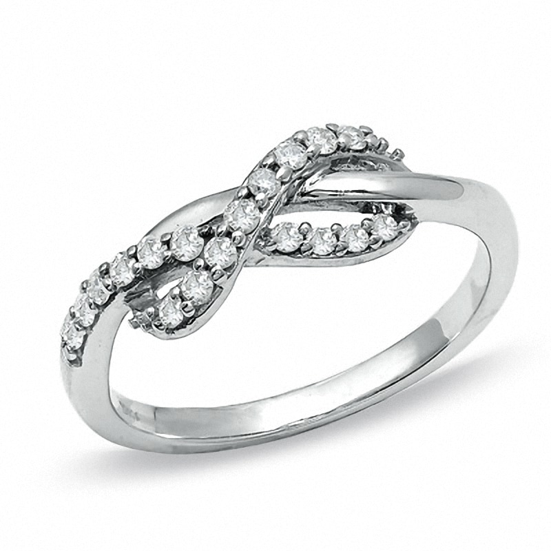 Main Image 1 of Previously Owned - 1/4 CT. T.W. Diamond Infinity Ring in 10K White Gold