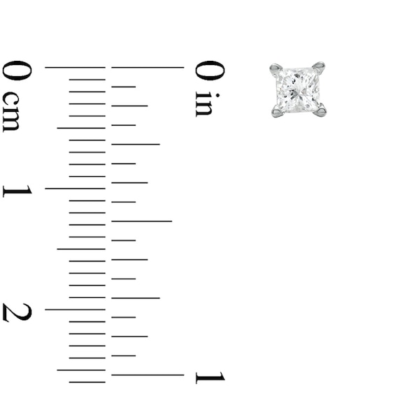 Previously Owned - 1/2 CT. T.w. Princess-Cut Diamond Solitaire Stud Earrings in 14K White Gold