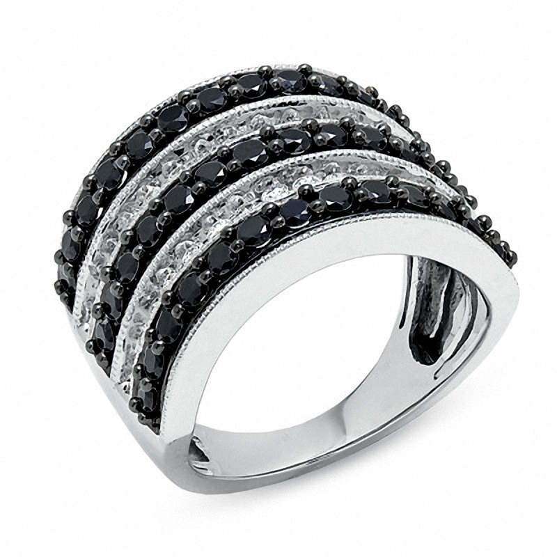 Main Image 2 of Previously Owned - 2 CT. T.W. Enhanced Black and White Diamond Band in 14K White Gold