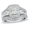 Thumbnail Image 0 of Previously Owned - 2 CT. T.W. Princess-Cut Diamond Frame Bridal Set in 14K White Gold