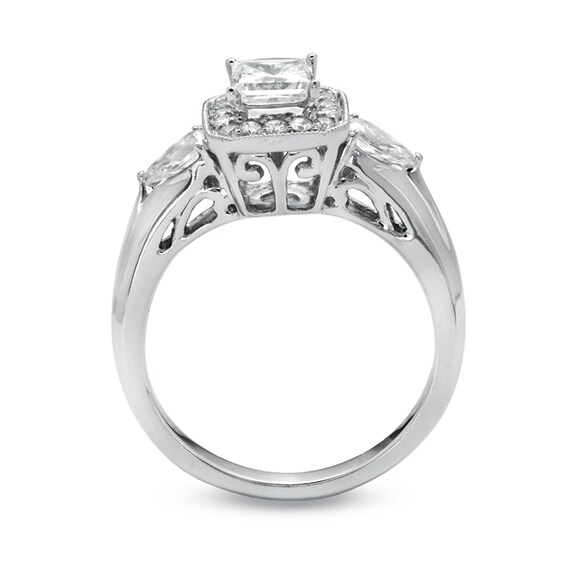 Previously Owned - 2 CT. T.w. Princess-Cut Diamond Frame Bridal Set in 14K White Gold