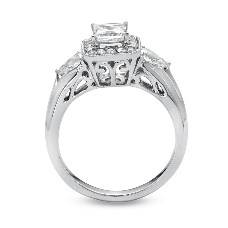 Previously Owned - 2 CT. T.W. Princess-Cut Diamond Frame Bridal Set in 14K White Gold