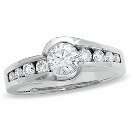 Previously Owned - 1 CT. T.W. Diamond Bezel Set Engagement Ring in 14K White Gold