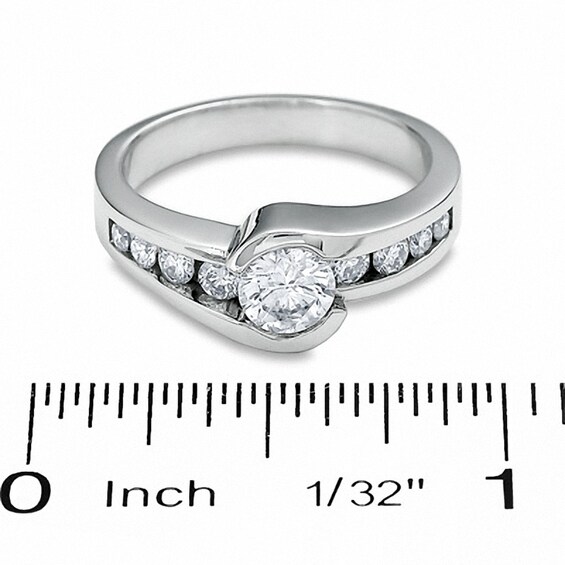 Previously Owned - 1 CT. T.w. Diamond Bezel Set Engagement Ring in 14K White Gold