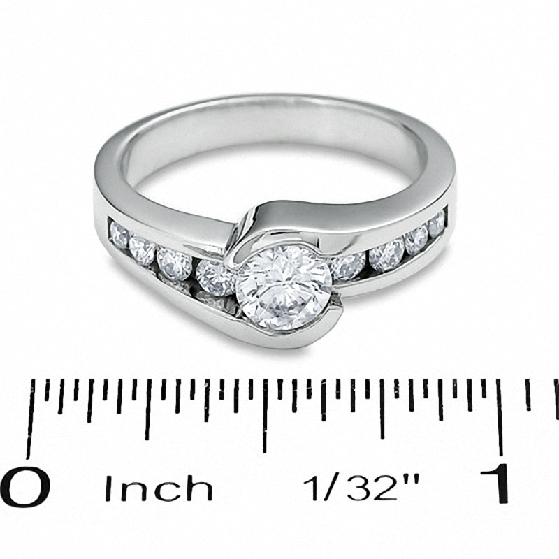 Main Image 3 of Previously Owned - 1 CT. T.W. Diamond Bezel Set Engagement Ring in 14K White Gold