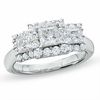 Thumbnail Image 1 of Previously Owned - 1-1/2 CT. T.W. Princess-Cut Celebration Diamond® Three Stone Framed Ring in 18K White Gold