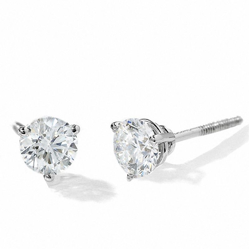 Main Image 1 of Previously Owned - 1/2 CT. T.W. Celebration Diamond® Solitaire Stud Earrings in 18K White Gold