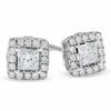 Thumbnail Image 1 of Previously Owned - 1 CT. T.W. Princess-Cut Celebration Diamond® Framed Stud Earrings in 18K White Gold