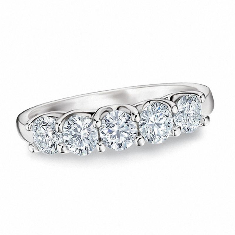 Main Image 1 of Previously Owned - 1/2 CT. T.W. Celebration Diamond® Five Stone Ring in 18K White Gold