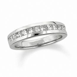 Previously Owned - 1/2 CT. T.W. Princess-Cut Diamond Wedding Band in 14K White Gold