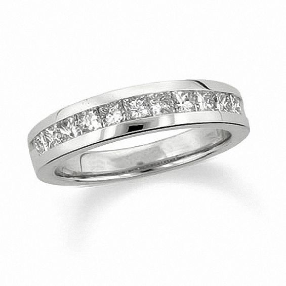 Previously Owned - 1/2 CT. T.w. Princess-Cut Diamond Wedding Band in 14K White Gold