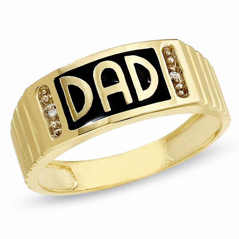 Main Image 1 of Previously Owned - 10K Gold "Dad" Ring with Diamond Accents