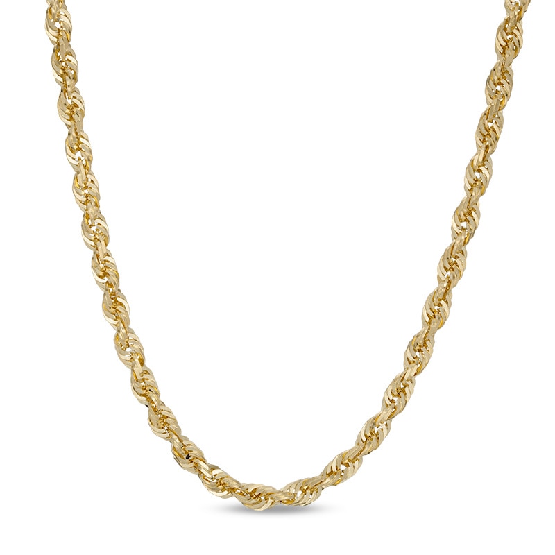 Main Image 1 of Previously Owned - 4.0mm Diamond-Cut Glitter Rope Chain Necklace in 10K Gold - 22"