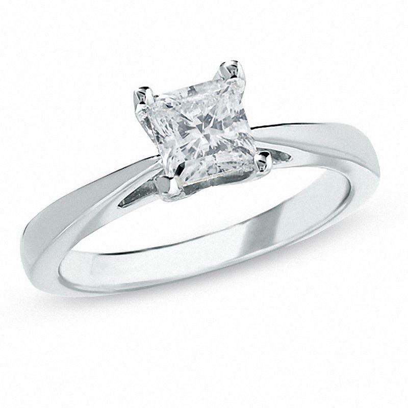 Main Image 1 of Previously Owned - 1 CT. Princess-Cut Celebration Diamond® Solitaire Engagement Ring in 18K White Gold
