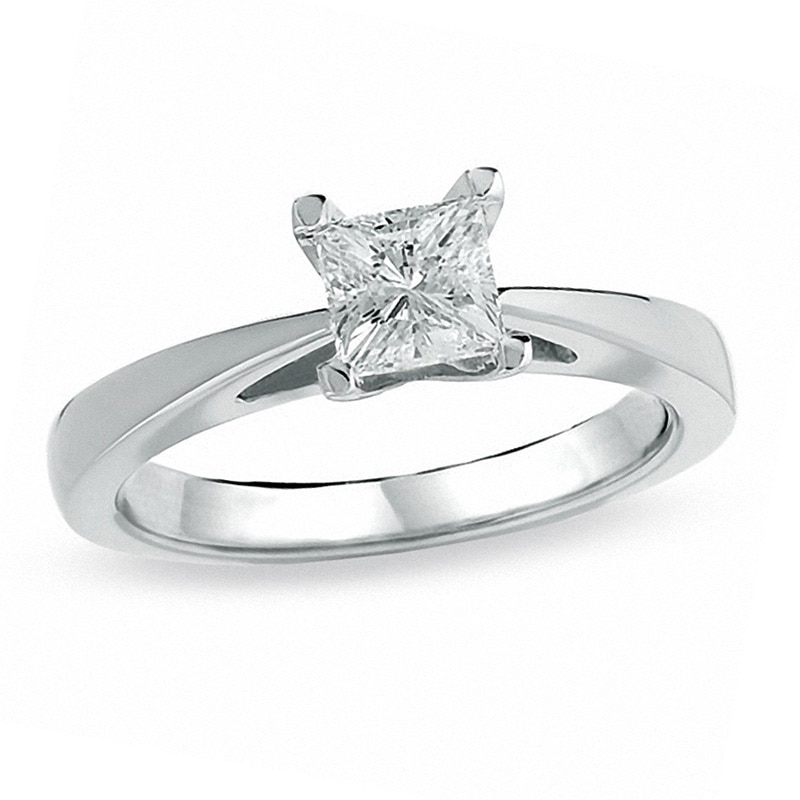 Main Image 1 of Previously Owned - 3/4 CT. Princess-Cut Celebration Diamond® Solitaire Engagement Ring in 18K White Gold