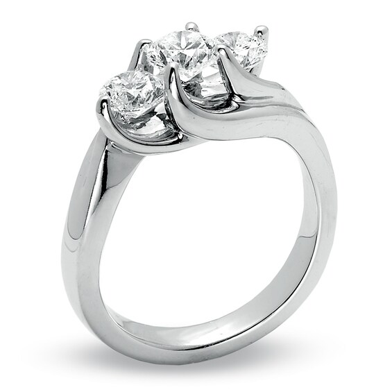 Previously Owned - 1-1/2 CT. T.w. Diamond Diagonal Three Stone Ring in 14K White Gold