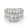 Thumbnail Image 1 of Previously Owned 3 CT. T.W. Quad Princess-Cut Diamond Soldered Bridal Set in 14K White Gold