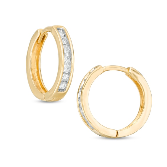 Previously Owned - 1/4 CT. T.w. Diamond Huggie Hoop Earrings in 10K Gold