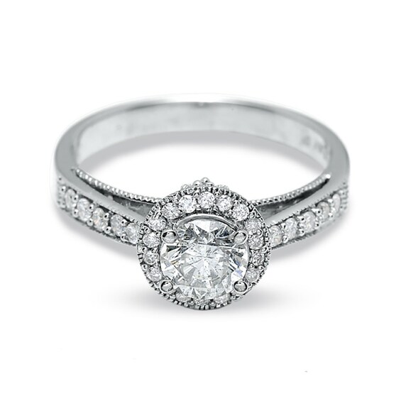 Previously Owned - 1 CT. T.w. Diamond Tulip Ring in 14K White Gold