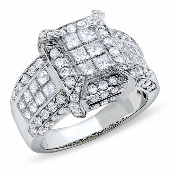 Previously Owned - 2-7/8 CT. T.w. Emerald-Shaped Multi-Diamond Ring in 14K White Gold