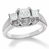 Thumbnail Image 1 of Previously Owned - 1-1/4 CT. T.W. Princess-Cut Diamond Three Stone Ring in 14K White Gold with Diamond Accents
