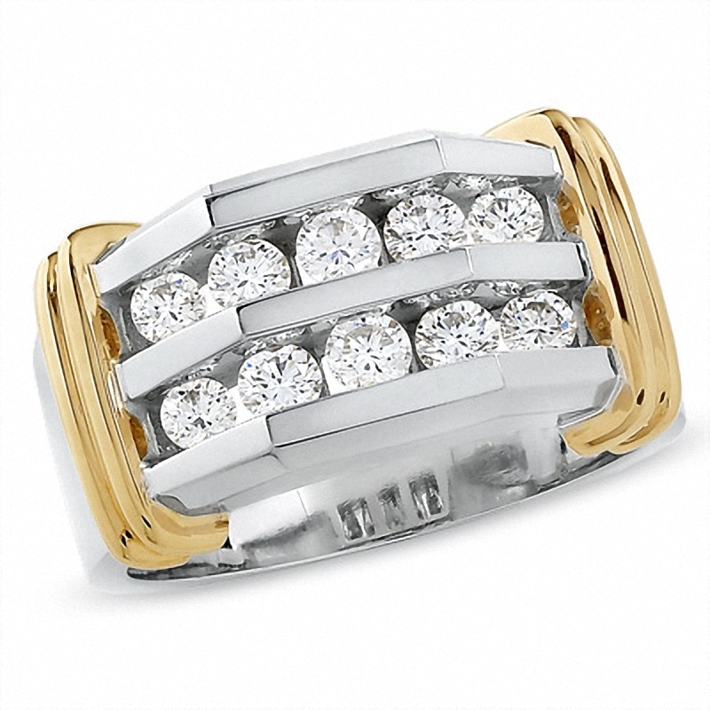 Main Image 1 of Previously Owned - 1 CT. T.W. Diamond Double Row Band in 10K Two-Tone Gold