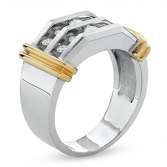 Previously Owned - 1 CT. T.w. Diamond Double Row Band in 10K Two-Tone Gold
