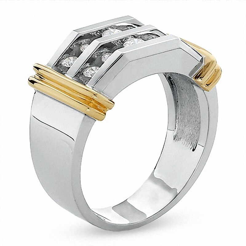 Main Image 2 of Previously Owned - 1 CT. T.W. Diamond Double Row Band in 10K Two-Tone Gold