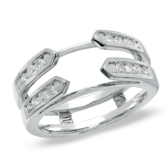 Previously Owned - 1/2 CT. T.w. Diamond Cathedral Ring Wrap in 14K White Gold