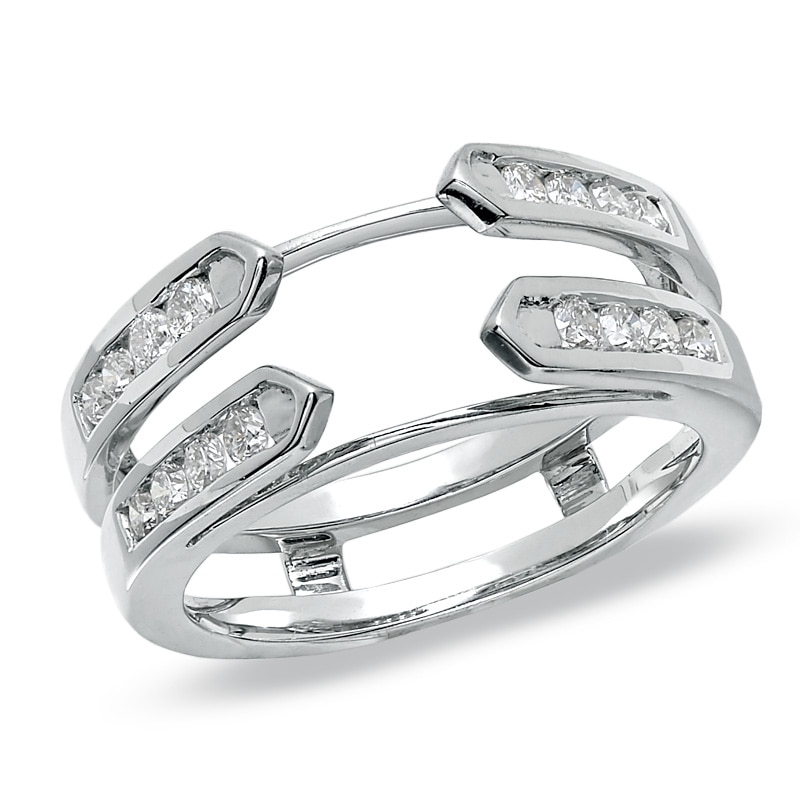 Main Image 1 of Previously Owned - 1/2 CT. T.W. Diamond Cathedral Ring Wrap in 14K White Gold