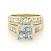 Thumbnail Image 1 of Previously Owned 3 CT. T.W. Quad Square-Cut Diamond Soldered Bridal Set in 14K Gold