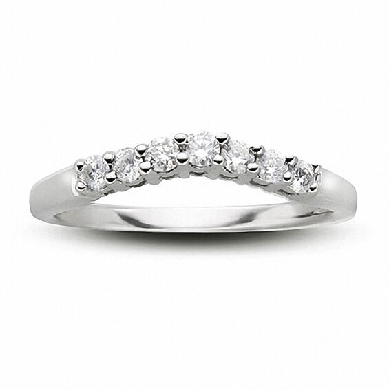 Previously Owned - 1/4 CT. T.w. Diamond Contour Wedding Band in 14K White Gold