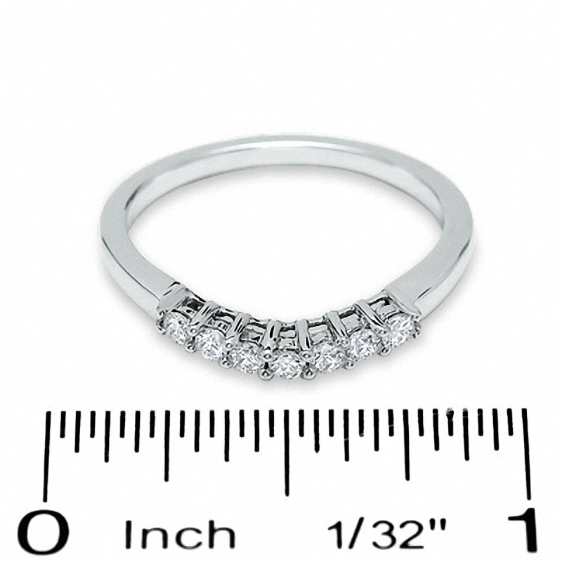 Main Image 3 of Previously Owned - 1/4 CT. T.W. Diamond Contour Wedding Band in 14K White Gold