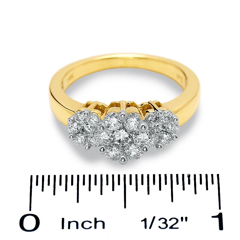 Main Image 3 of Previously Owned - 1 CTW. Invisible-Set Diamond Flower Ring in 14K Gold
