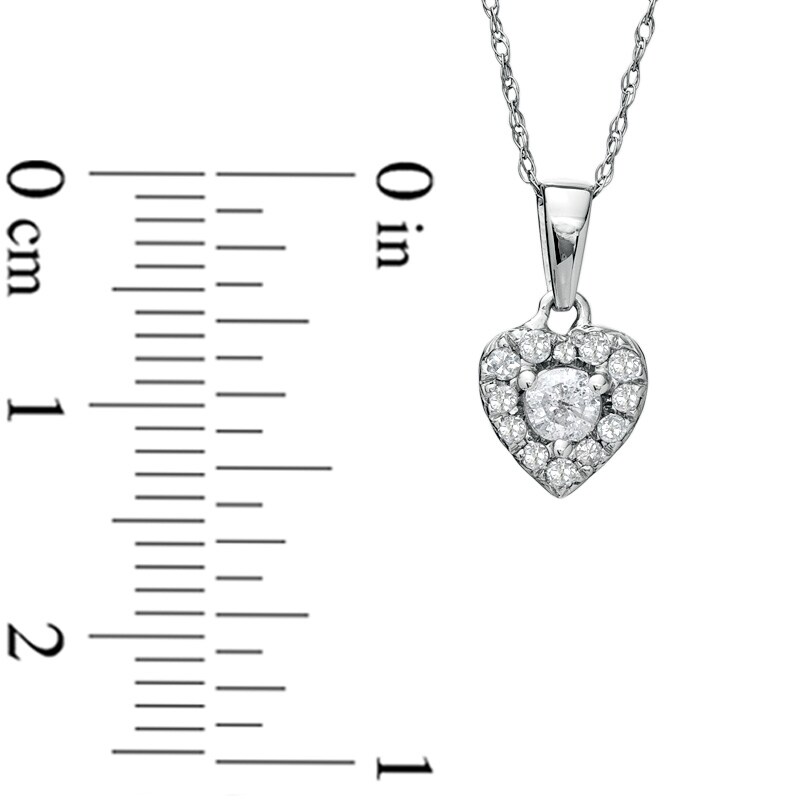 Main Image 2 of Previously Owned - 1/4 CT. T.W. Diamond Heart Frame Pendant in 10K White Gold