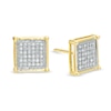 Thumbnail Image 1 of Previously Owned - 1/4 CT. T.W. Square-Shaped Multi-Diamond Micro-Pavé Stud Earrings in 10K Gold